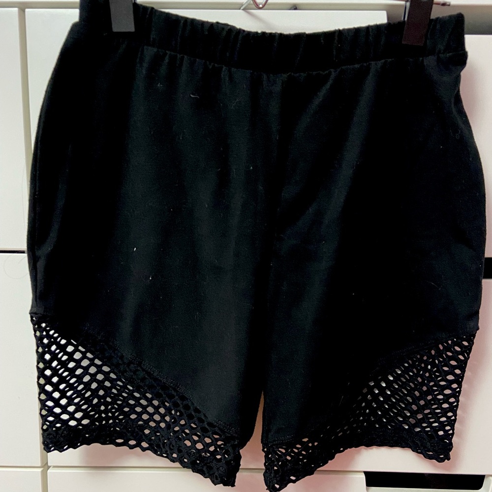 Black biker shorts with fishnet side